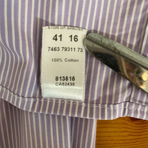 ETON Men’s Striped Button Down Shirt Sz 16 - Picture 7 of 7